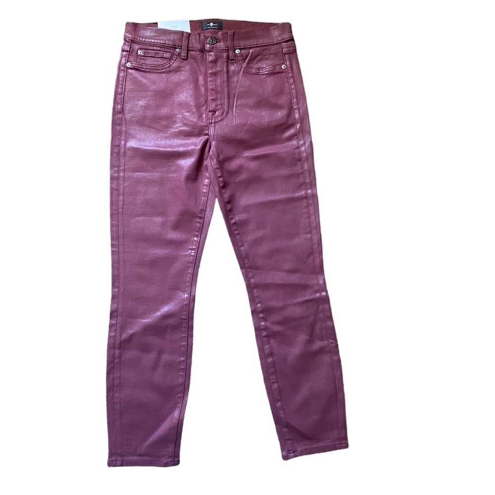 7 For All Mankind Coated Ankle Skinny Jeans NWT in the color WINE SZ 29
